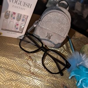 Silver Mini Backpack with Black Glasses